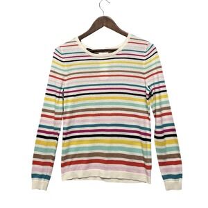 Talbots Sweater Womens Sz S Pullover Crew Neck Rainbow Stripe Quite Luxury Multi